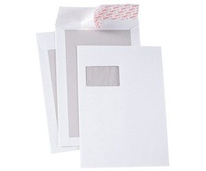Haftklebung Kartonrückwand 25 Versandtaschen B4 mit Papprückwand Farbe weiß 