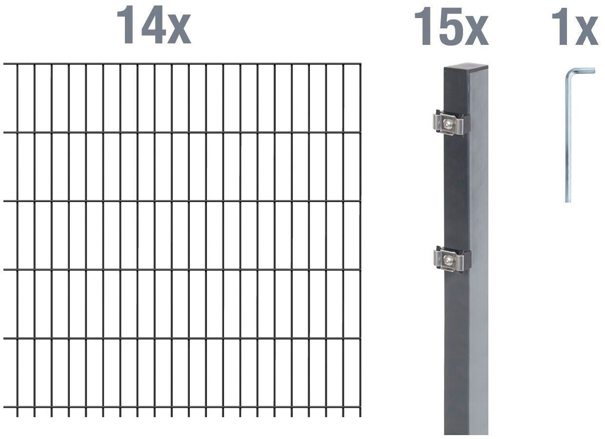 Alberts Doppelstabmatten-Set 6/5/6 2800x120 cm anthrazit
