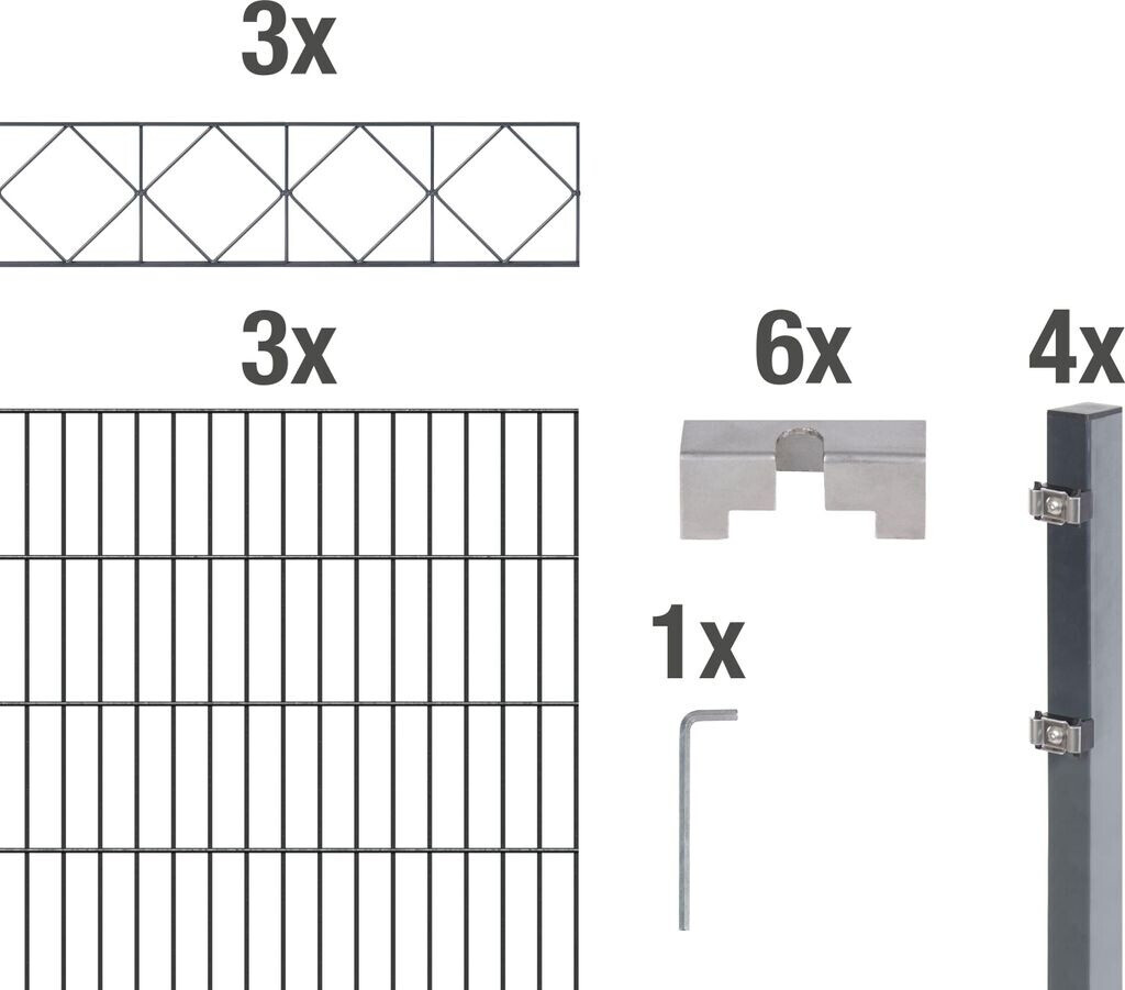 Alberts Doppelstabmatten-Set Bergen 200 x 100 cm, 6 m, anthrazit