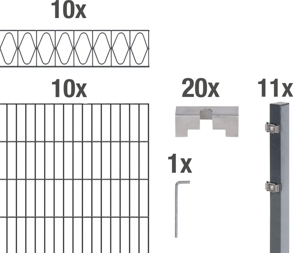 Alberts Doppelstabmatten-Set Eleganz 200 x 100 cm, 20 m, anthrazit