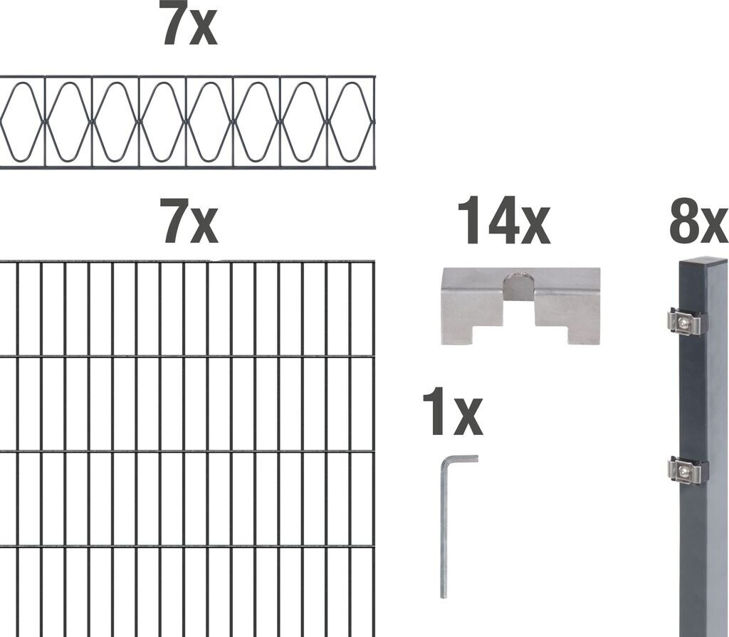 Alberts Doppelstabmatten-Set Eleganz 200 x 120 cm, 14 m, anthrazit