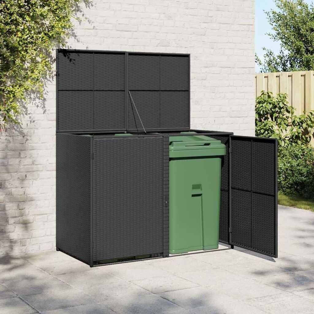 VidaXL Double Polirattan Garbage Bin Cover Black (148x80x111cm)