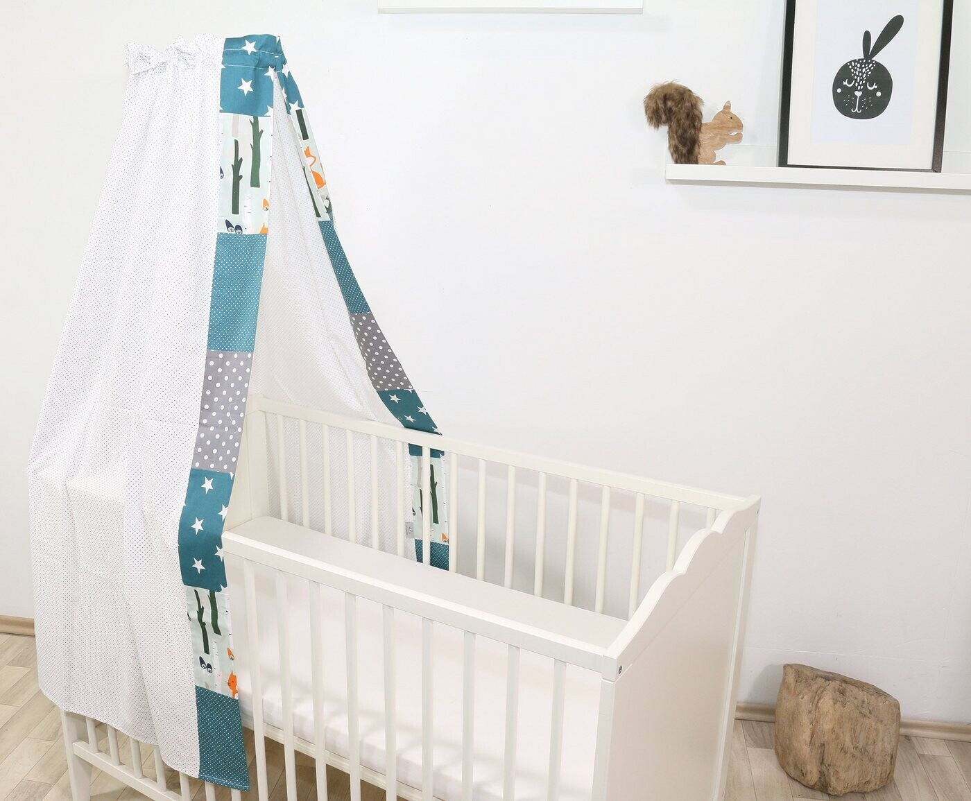 Ullenboom Patchwork Baby-Canopy forest animals petrol
