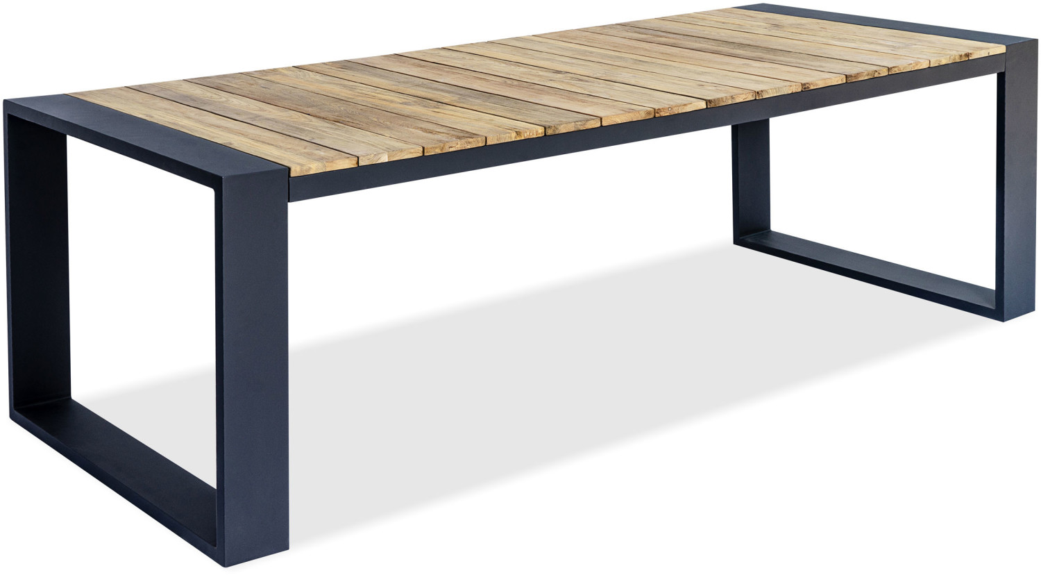 Outflexx Kona Esstisch dark grey/natur Alu/recycled Teak 240x100x76cm