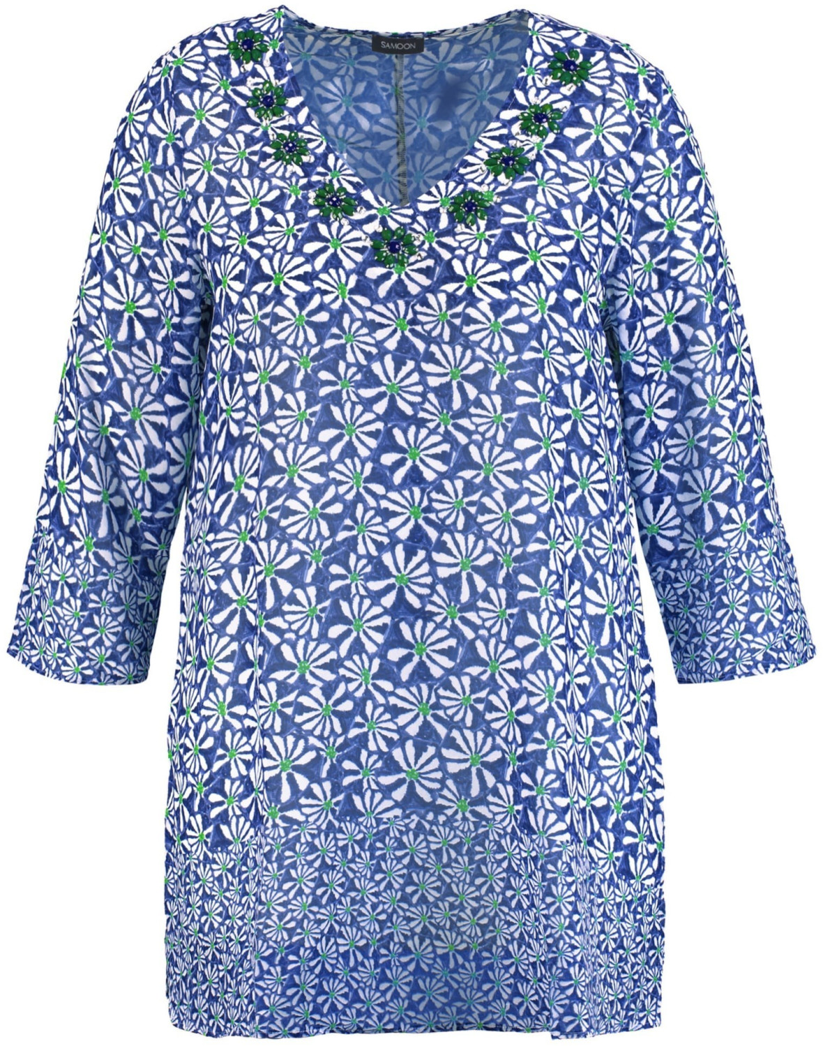 Samoon tunic with flower print women peacock blue eyed (140014-21101-8192)