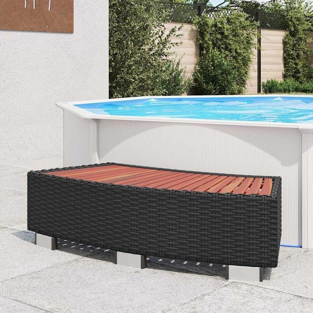vidaXL Pool stairs Polirattan 92 x45 x 25 cm black