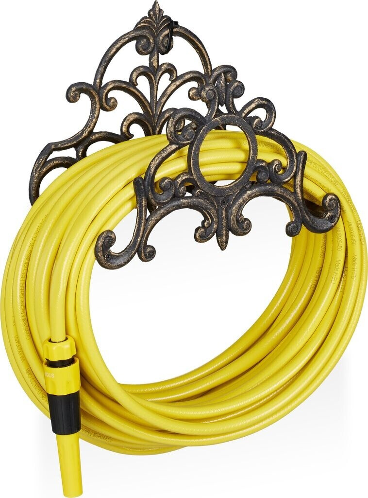 Relaxdays GartenschlauchWandhalter VintageLook 20m braun (10020617