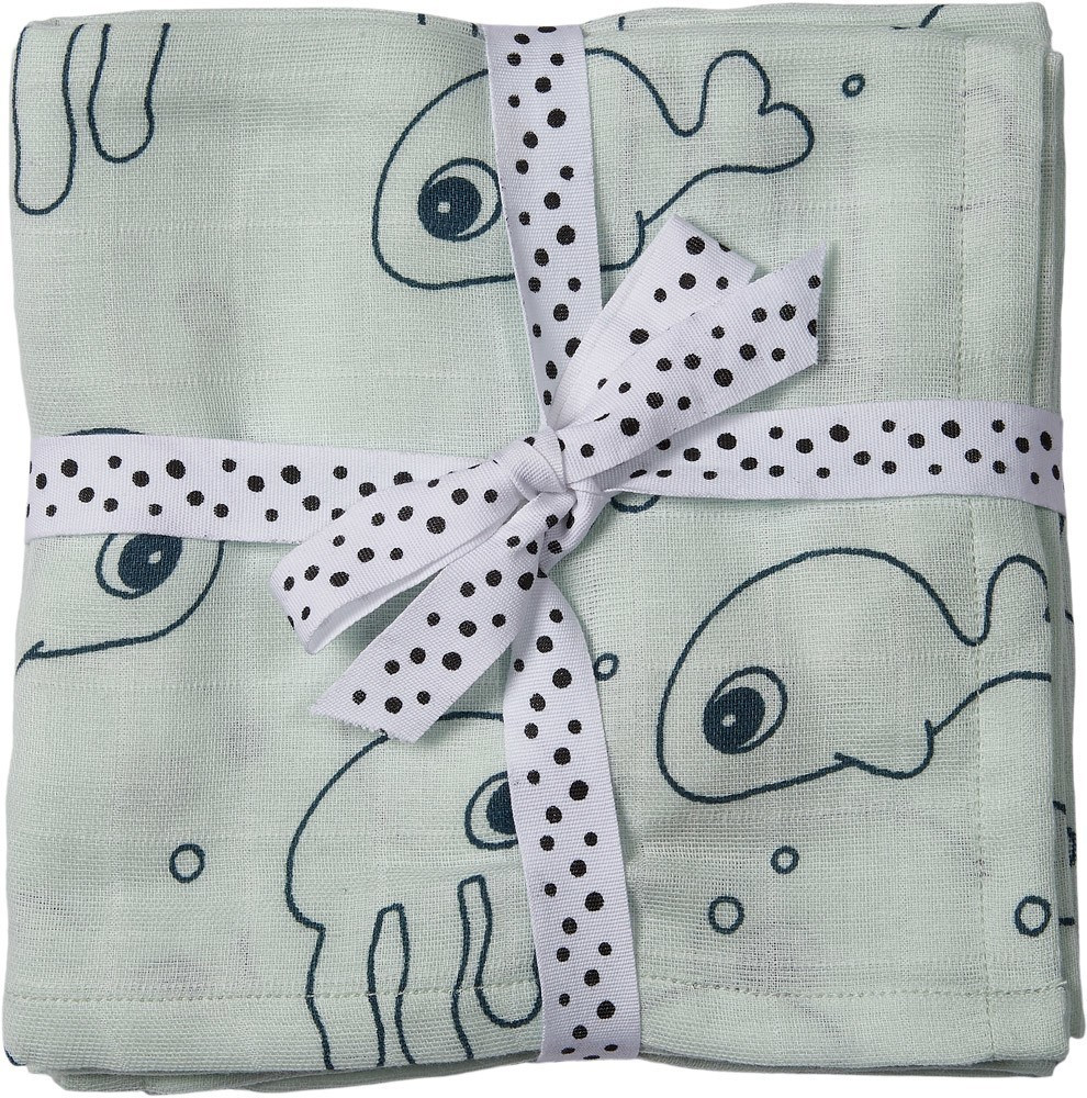 Done by Deer Burp Cloth 2-Pack sea friends blue