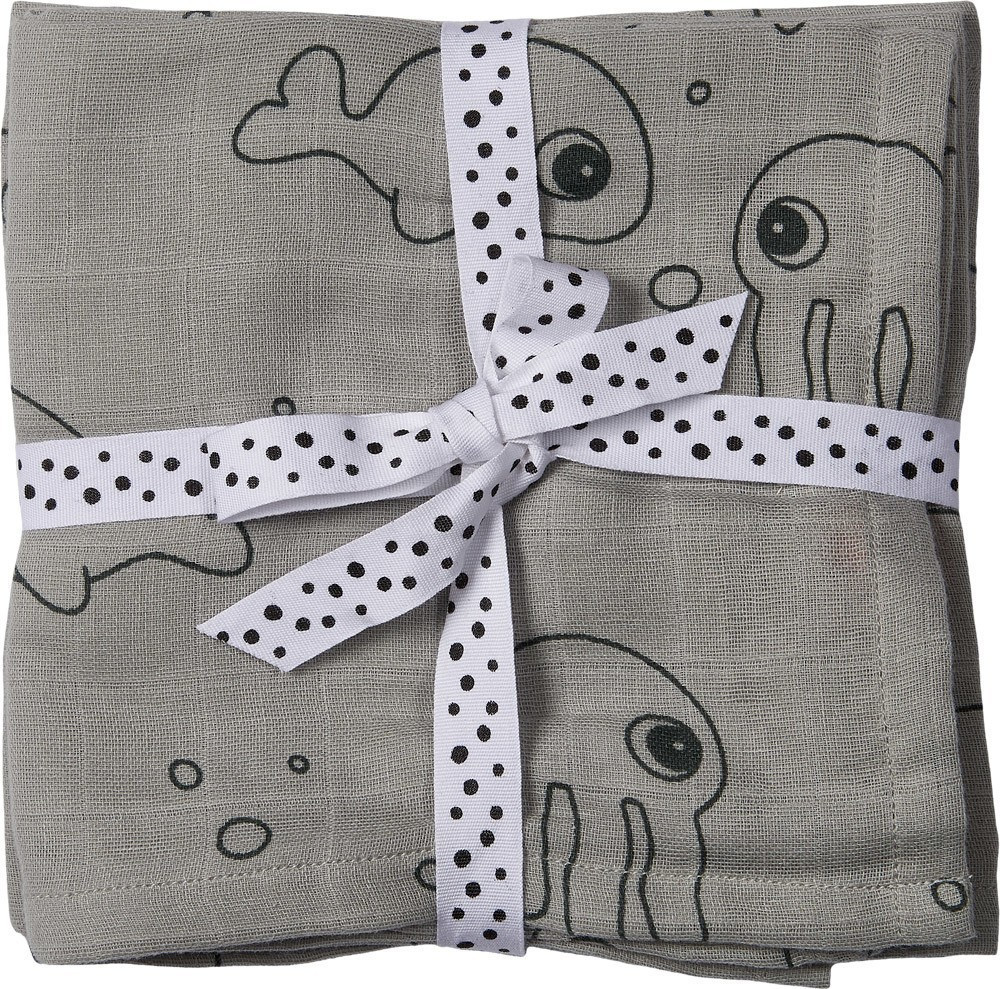 Done by Deer Burp Cloth 2-Pack sea friends grey