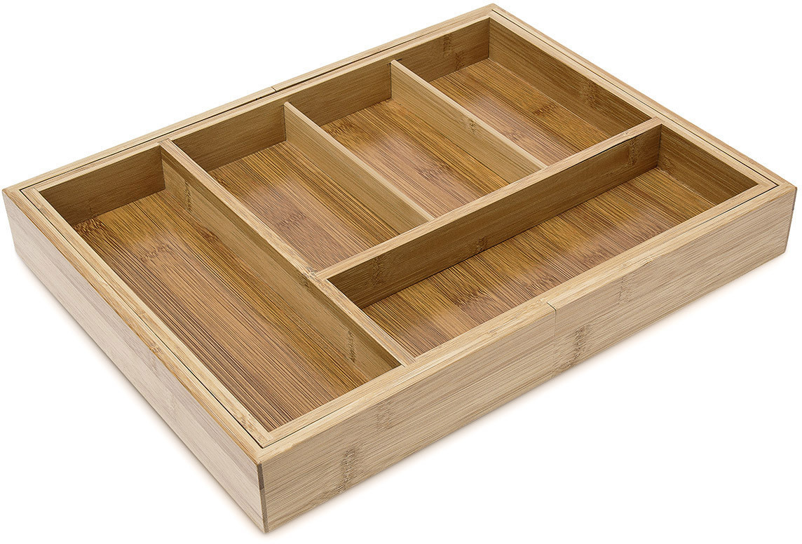 Relaxdays Cutlery Organiser extendable Bamboo H 5 x W 48,5 x D 28 cm natur