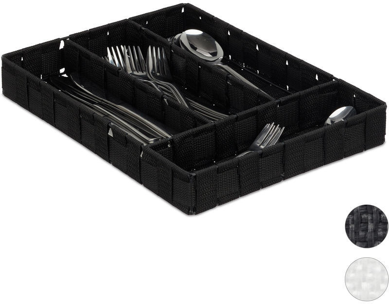 Relaxdays Cutlery Organiser H 4,5 x W 26 x D 36 cm black
