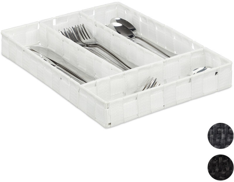 Relaxdays Cutlery Organiser H 4,5 x W 26 x D 36 cm white