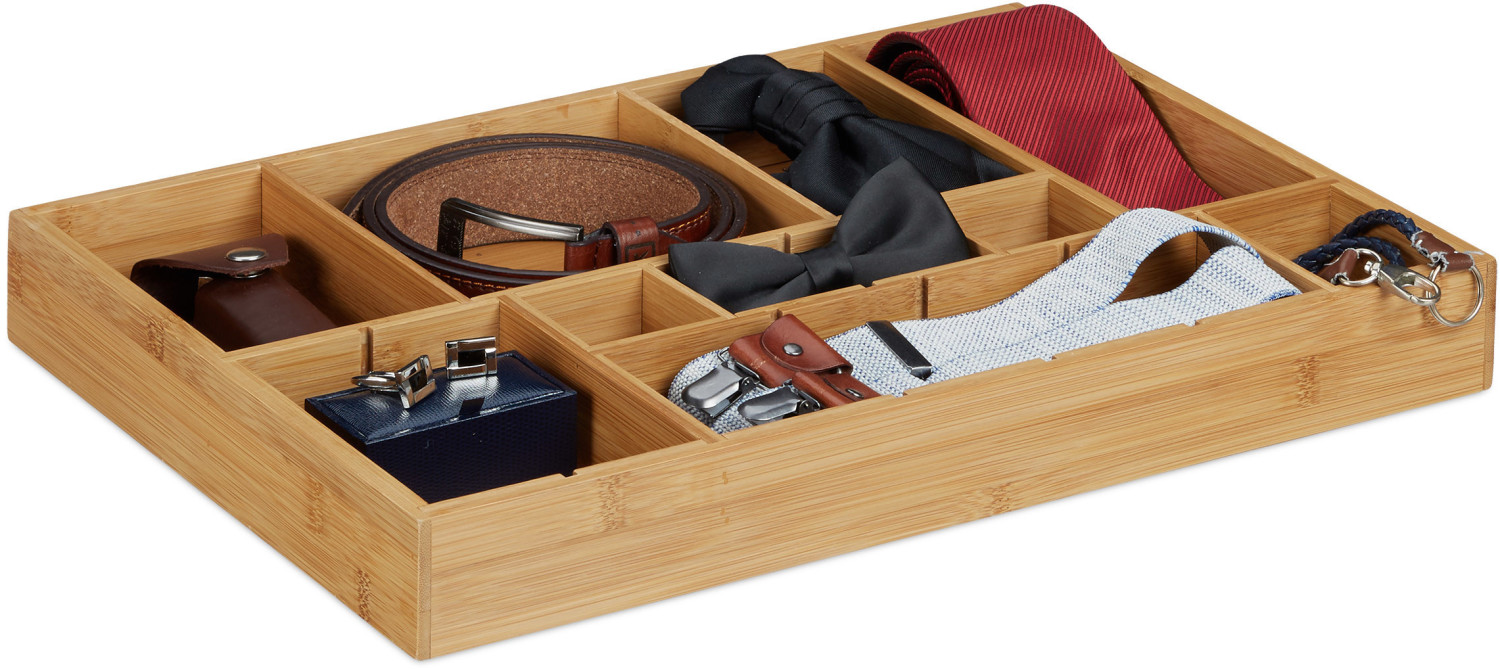 Relaxdays Bamboo Cutlery Organiser H 5 x W 45 x D 32 cm natur