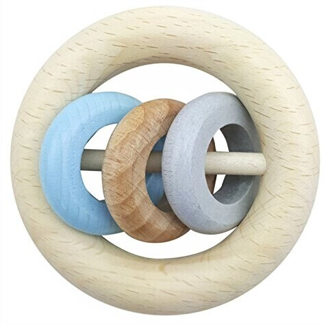 Hess Round Rattle 3 Rings Nature blue