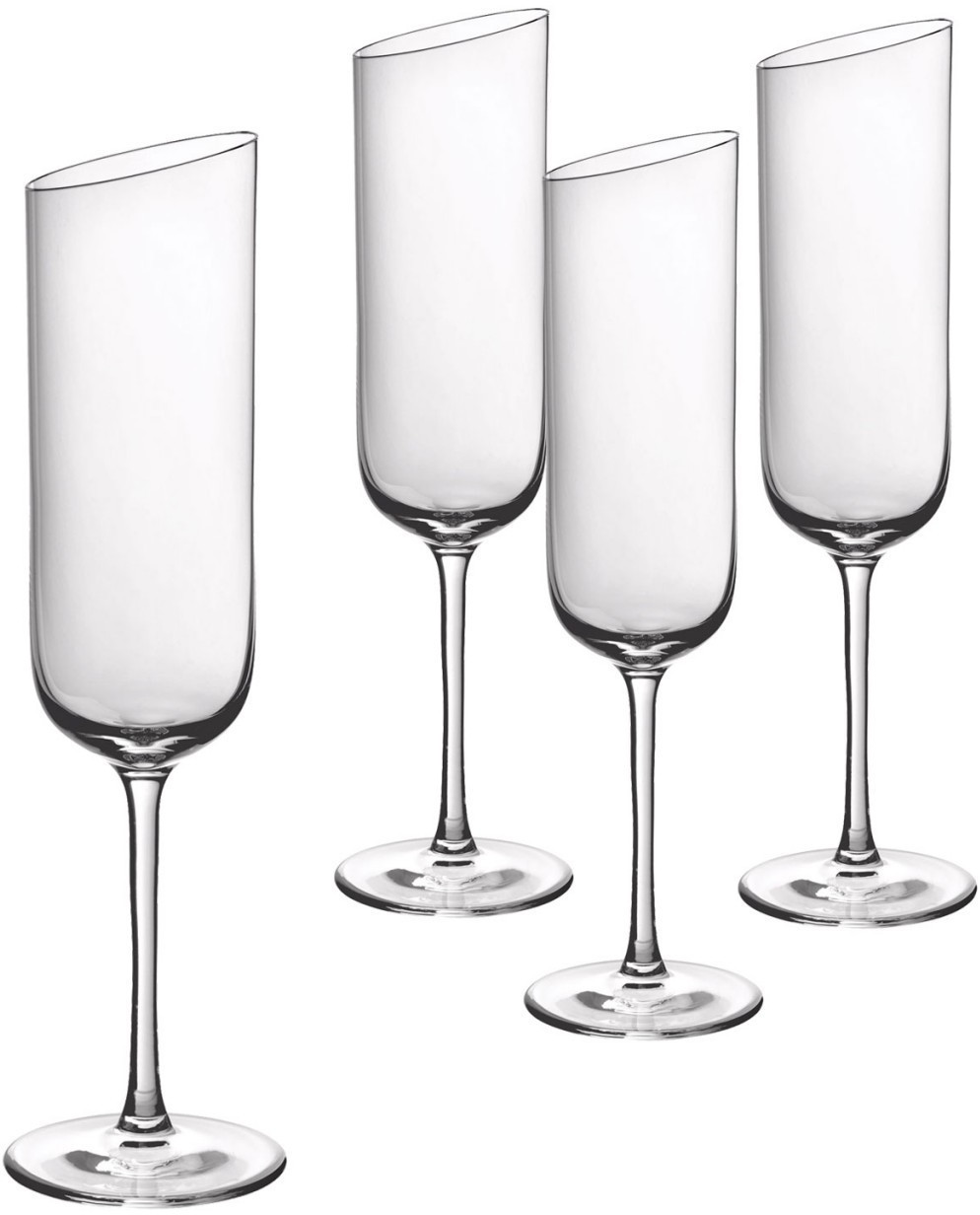 Villeroy & Boch New Moon Set, 4 Pieces, Elegant, Modern Sloping Champagne,  Crystal Glass, Transparent, Dishwasher Safe,170 Milliliters