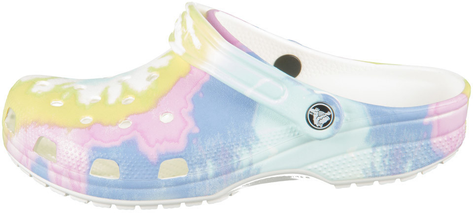 White multi tie dye crocs cheap