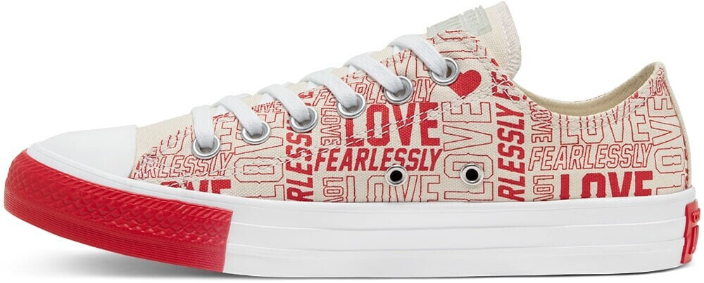 White and red converse low tops on sale