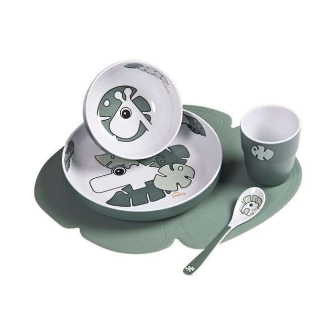 Done by Deer Dinner set Tiny Tropics green