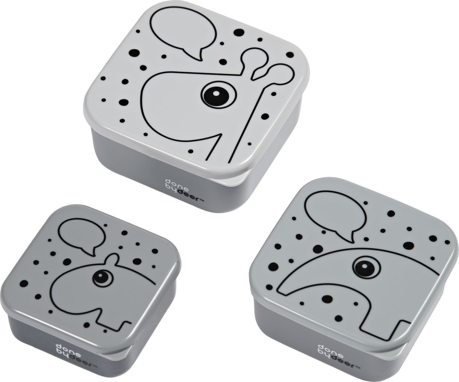 Done by Deer Snackbox Set 3 pcs. grey