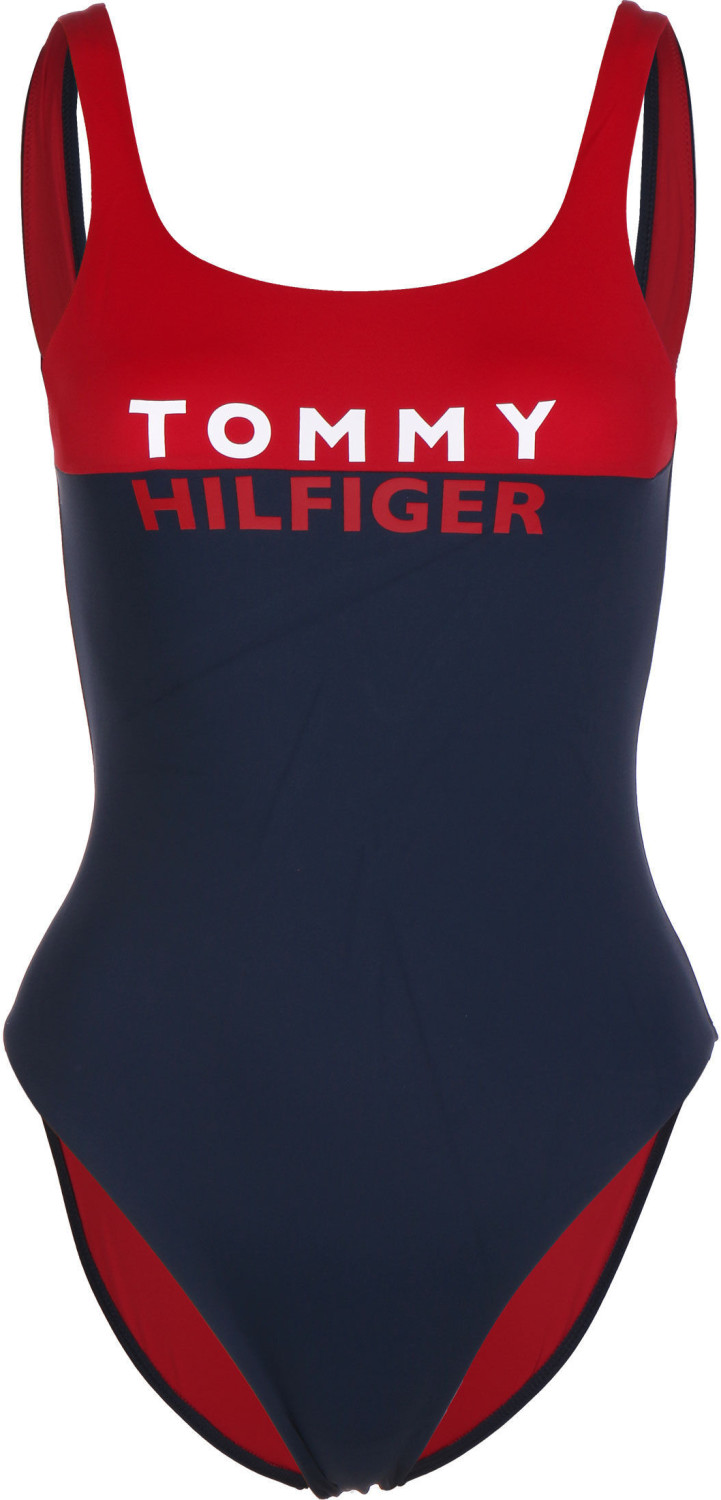 Buy Tommy Hilfiger Colour-Blocked One-Piece Swimsuit red glare ...