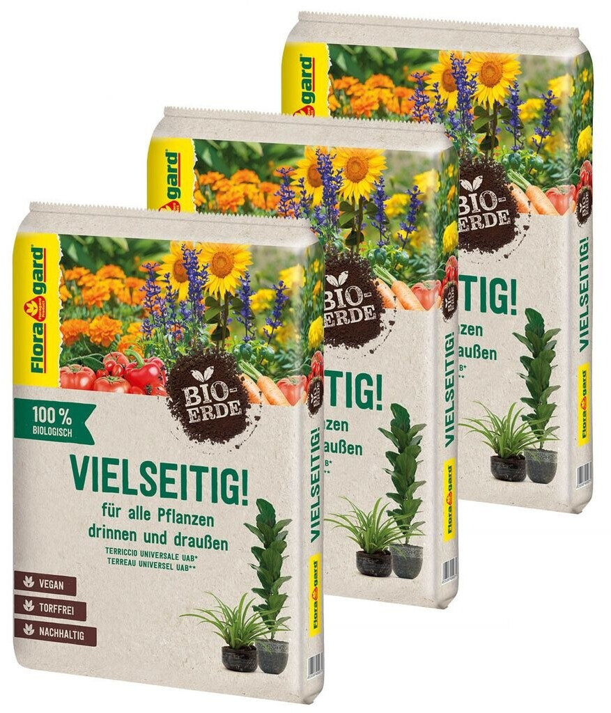 Floragard Floragard Bio-Erde Vielseitig 3x10 l - Universalerde für alle Pflanzen drinne & - Product image 1 of 9