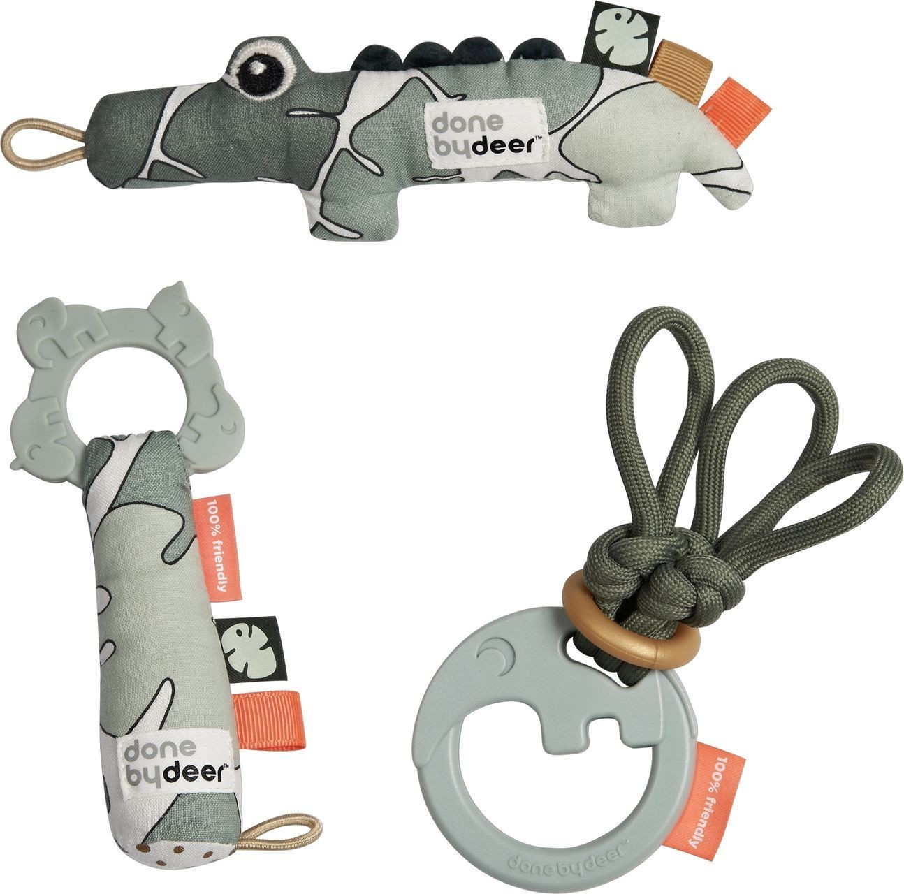 Done by Deer Tiny Activity Toys Gift Set Deer Friends green