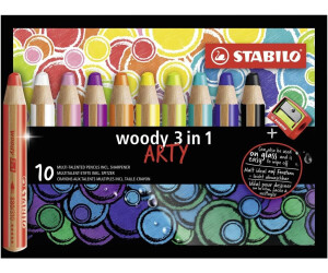 STABILO Crayon multi-talents woody 3 en 1 duo, étui de 10