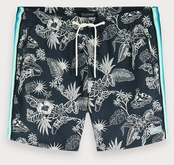 Scotch & Soda Printed Swim Shorts With Side Tapes (154484) combo a