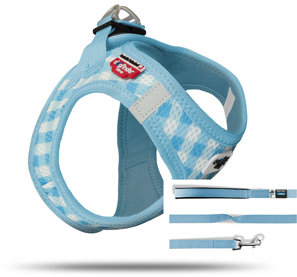 Curli Vest Dog Harness Puppy Set Skyblue Caro M