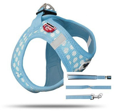 Curli Vest Harness Air-Mesh & Leash 2XS Skyblue Circles