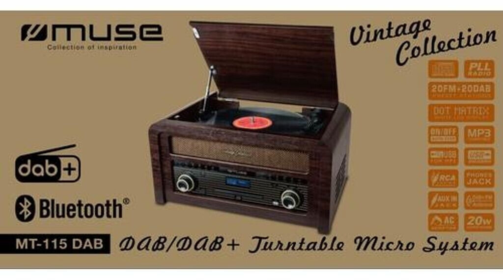 Chaine HiFi Muse chaine hifi platine vinyle CD USB BLUETOOTH FM avec  encodage marron noir MT-115 W