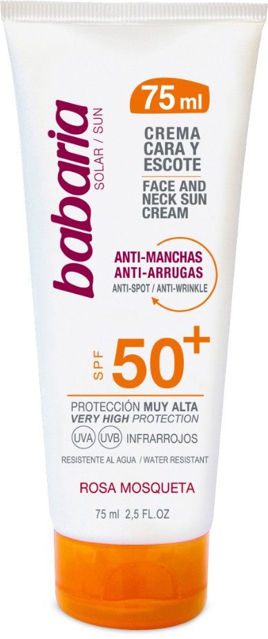 Babaria Sun Face and Decollete Cream Anti-Spot & Anti-Wrinkle Rose hip SPF50+ (75ml)