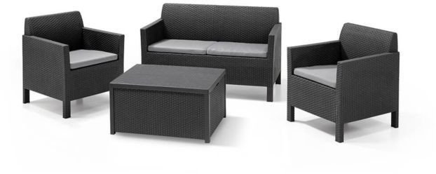 Keter Orlando Lounge Set with Large Table Dark Grey