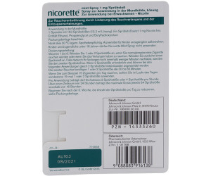nicorette Mint Spray 1mg/Sprühstoss (2 Stk.) ab 38,01 € (Februar 2024  Preise)