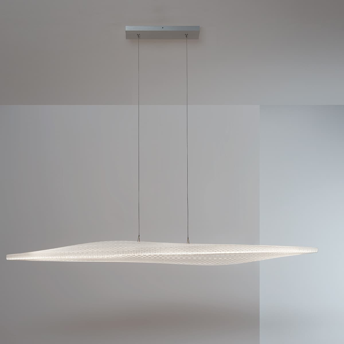 Massive Pendelleuchte Fresnel Uno 3 – Höhenverstellbar, Integrierte LED 7,5 W, Aluminium/Glas (90x9x160 Cm)