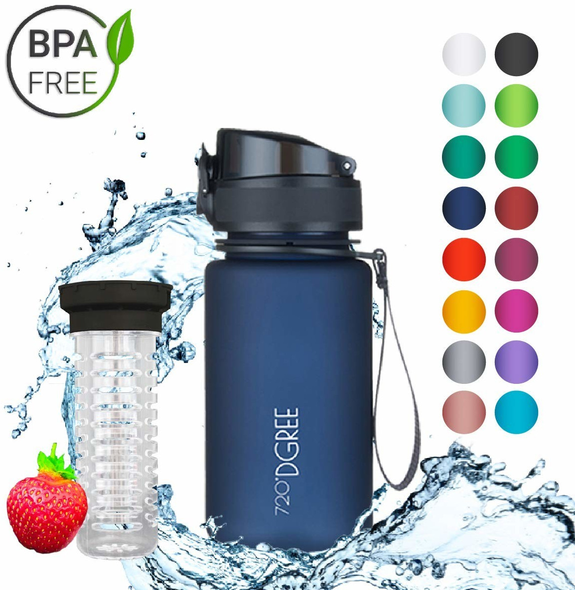 720°DGREE Botella de agua uberBottle – 350ml, 350 ml | Novedosa botella  deportiva | Sin BPA | Ideal para niños, fitness, bicicleta, deportes,  fútbol