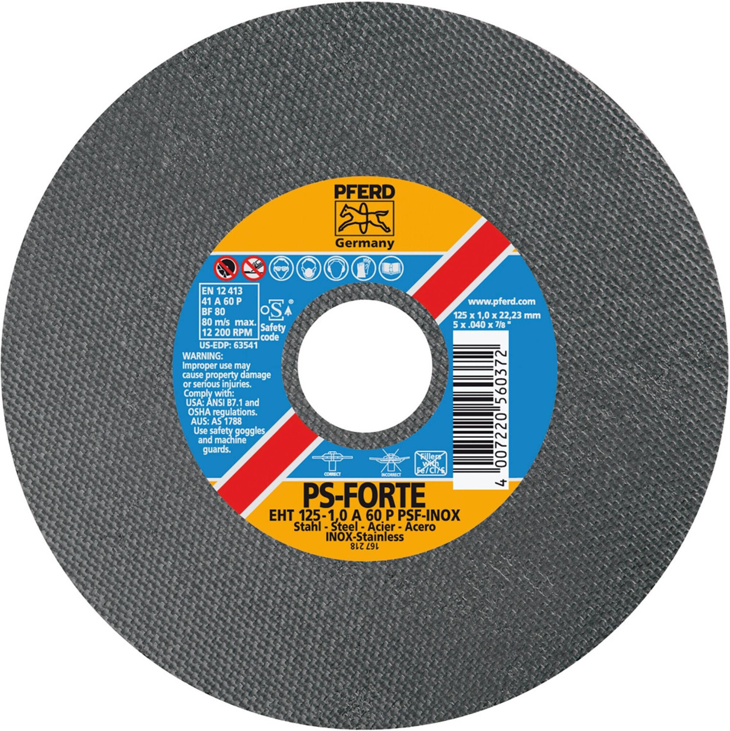 Disco De Corte Eht Pferd De 125 Mm, 1,6 Mm Y 22/23 Mm, 10 Unidades
