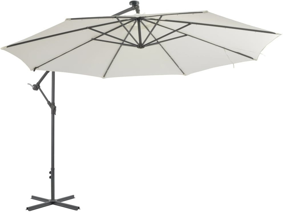 vidaXL Parasol with LEDs Metal Ø 350 cm Sand