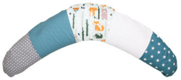 Ullenboom Patchwork Nursing Pillow forest animals petrol