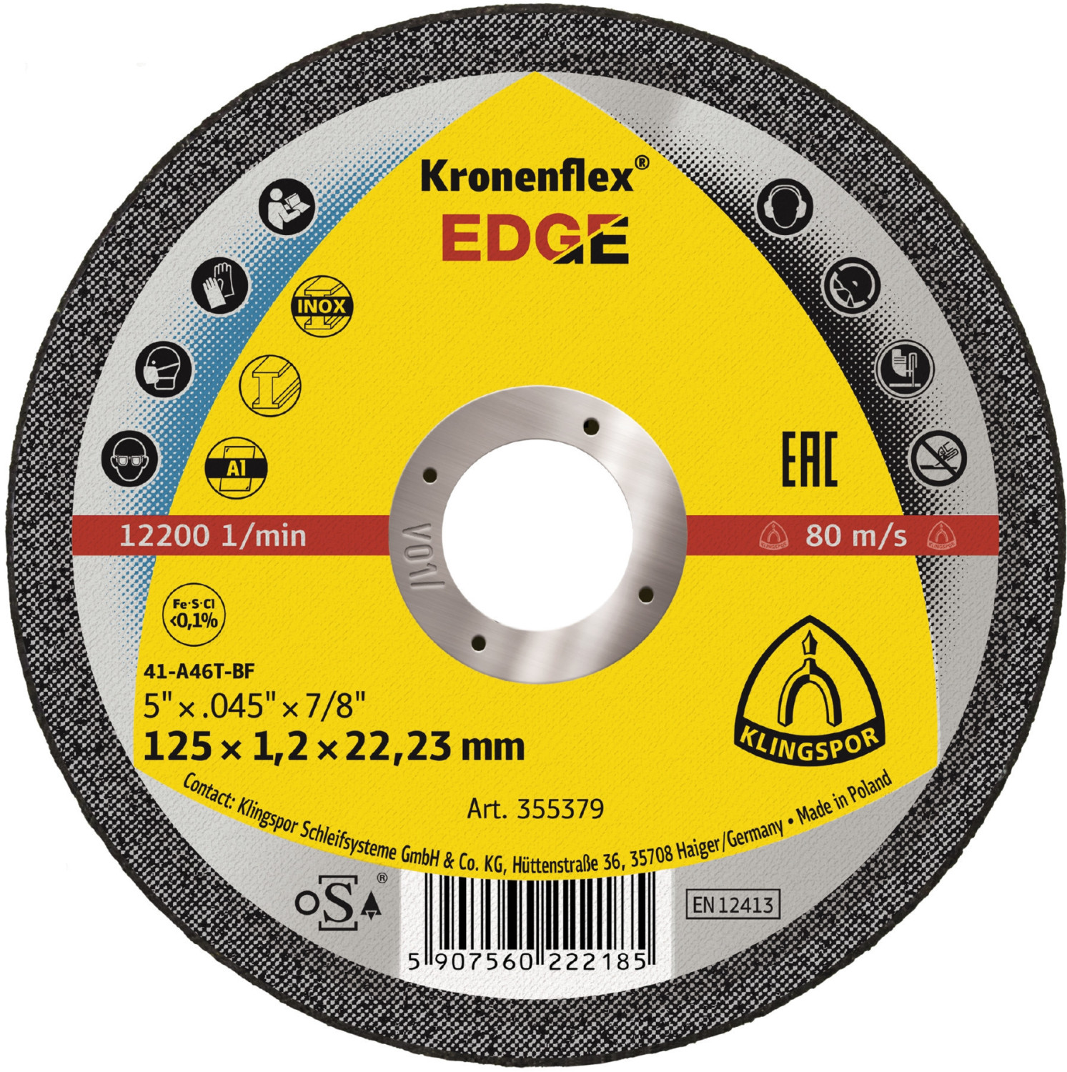 Klingspor Kronenflex EDGE, 125 x 1,2 x 22,23 mm (355379)