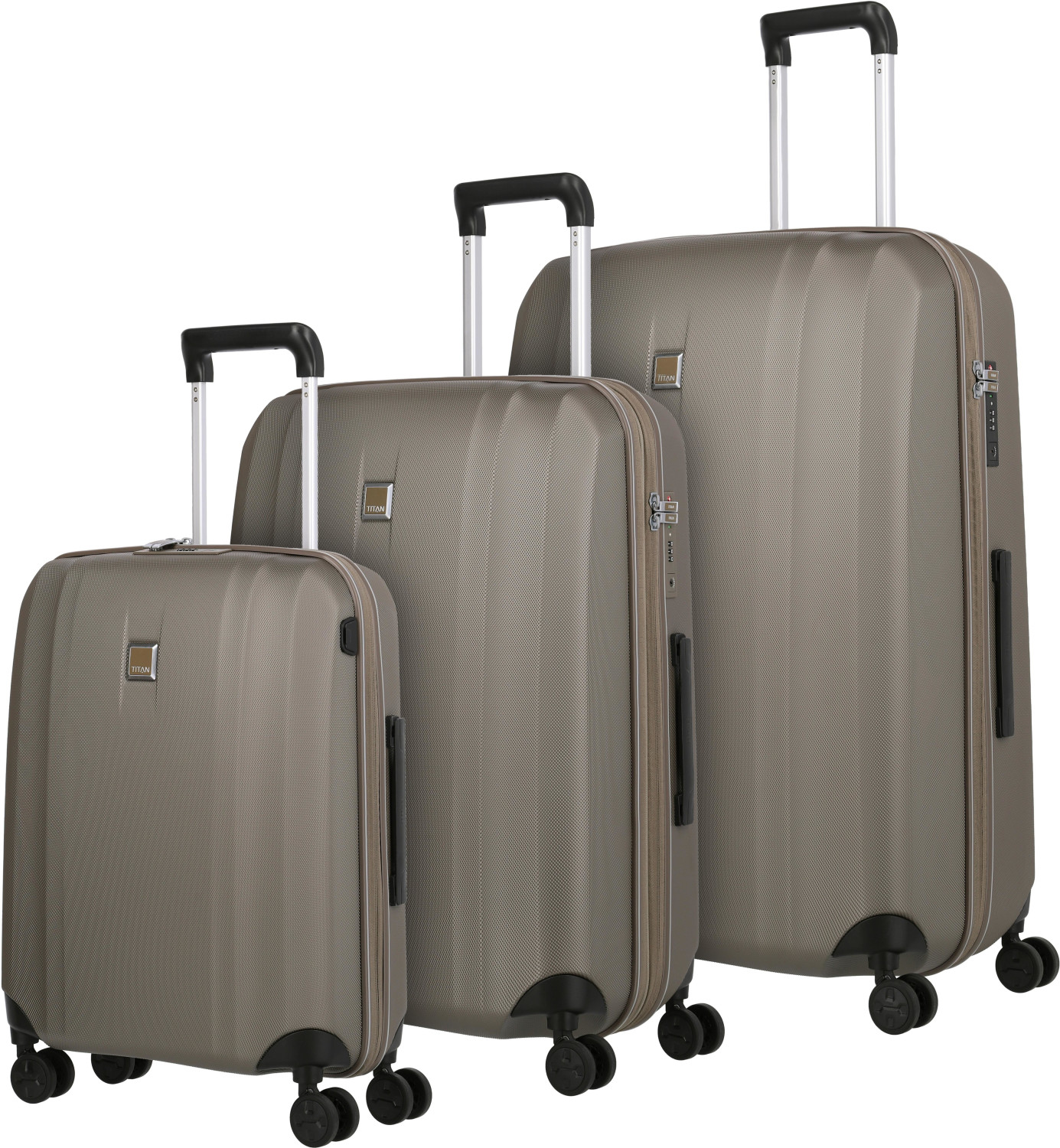 Titan Xenon 4 Wheel Trolley Set 55/67/76 cm champagne