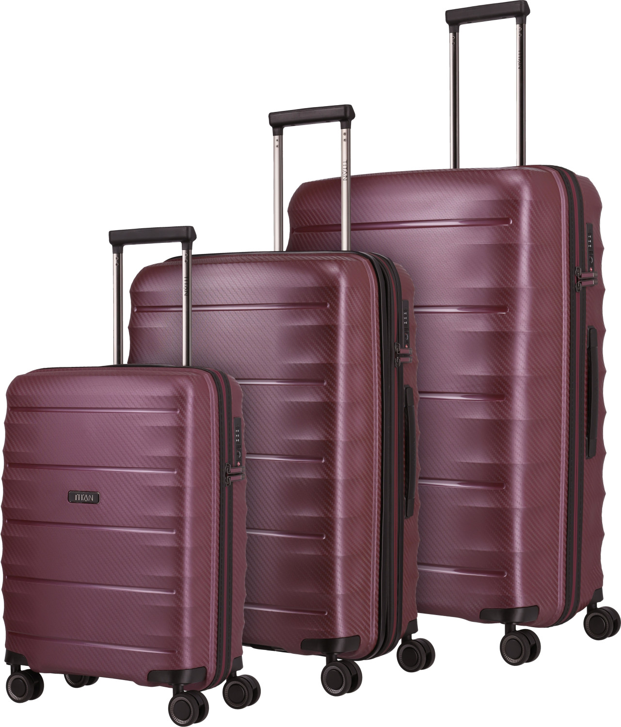 Titan Highlight 4 Wheel Trolley Set 75/67/55 merlot