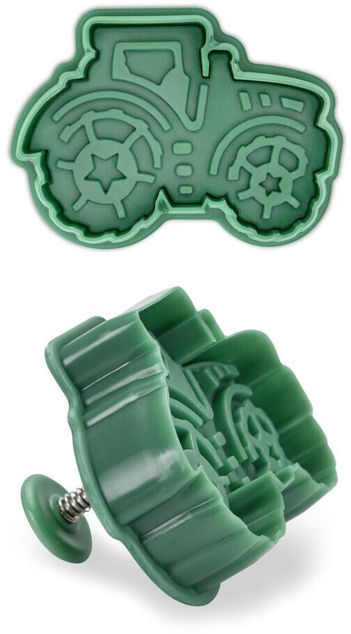 Städter Plastic cookie cutter shape tractor 6.5 cm dark green