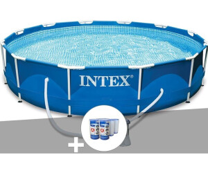 INTEX Metal Prism Frame Swimming Pool 366x76 cm Schwimmbecken mit Pumpe 28212 