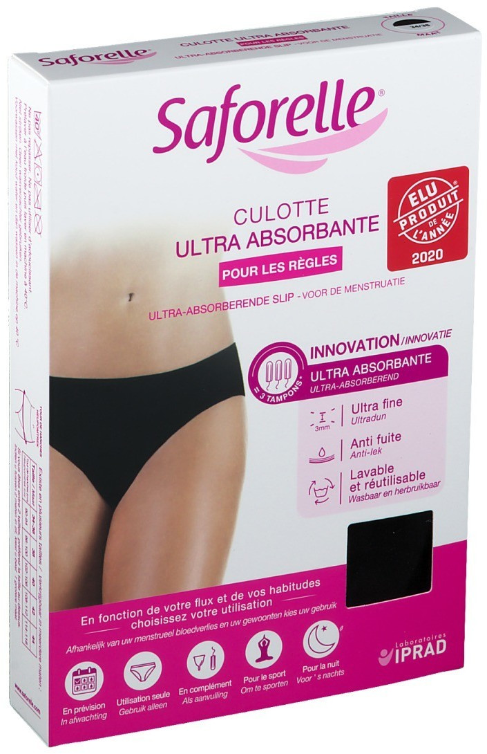 Saforelle Culotte ultra absorbante noire taille 34/36 (1 pc)