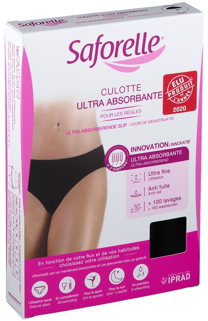 Saforelle Culotte ultra absorbante noire taille 44 (1 pc)