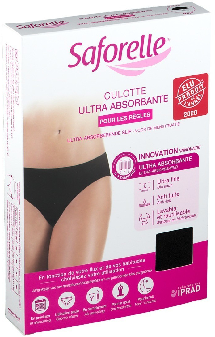 Saforelle Culotte ultra absorbante noire taille 38 (1 pc)
