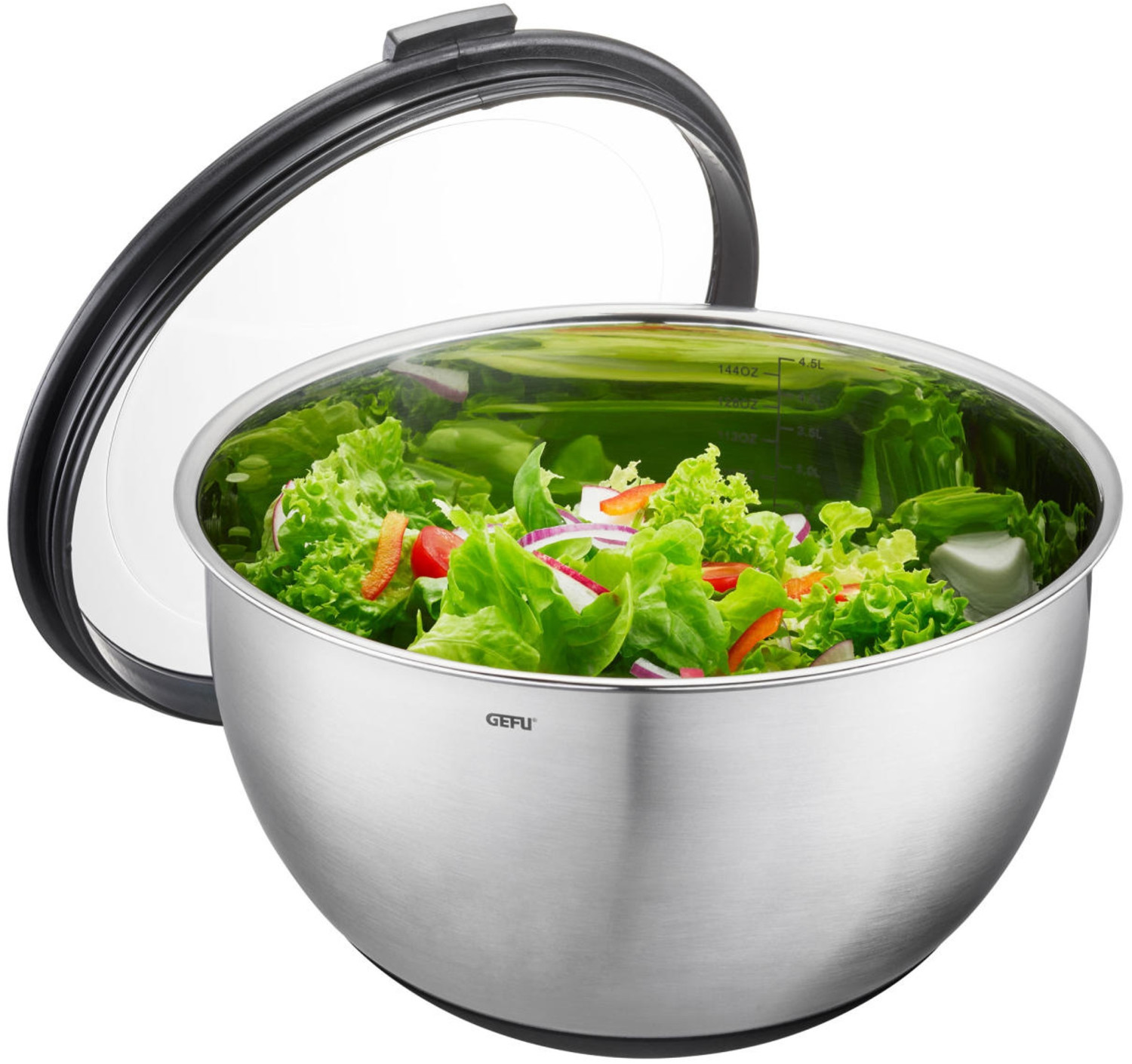 Gefu Stainless steel bowl Muovo mixing bowl, stainless steel / plastic, black / silver, Ø 24 cm, 35050