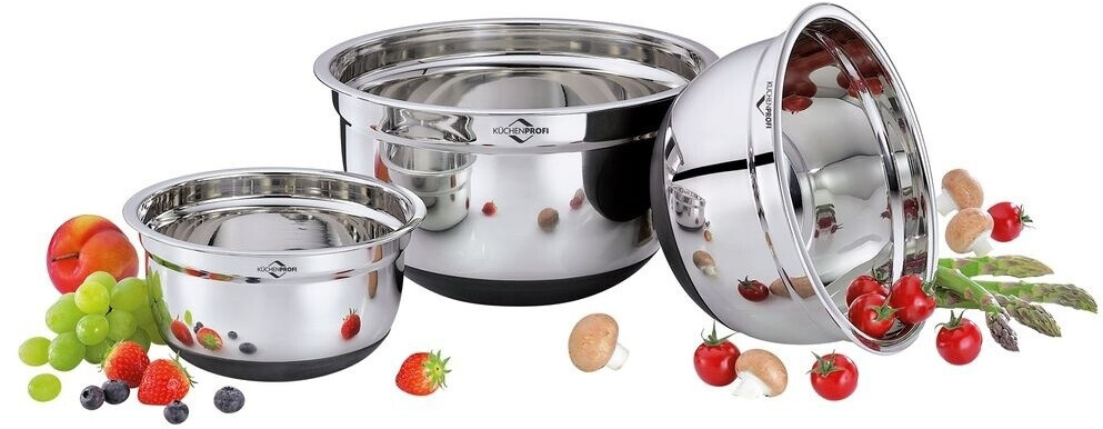 Küchenprofi Kitchen bowl set 3 pieces 16 cm 20 cm 24 cm mixing bowl stainless steel