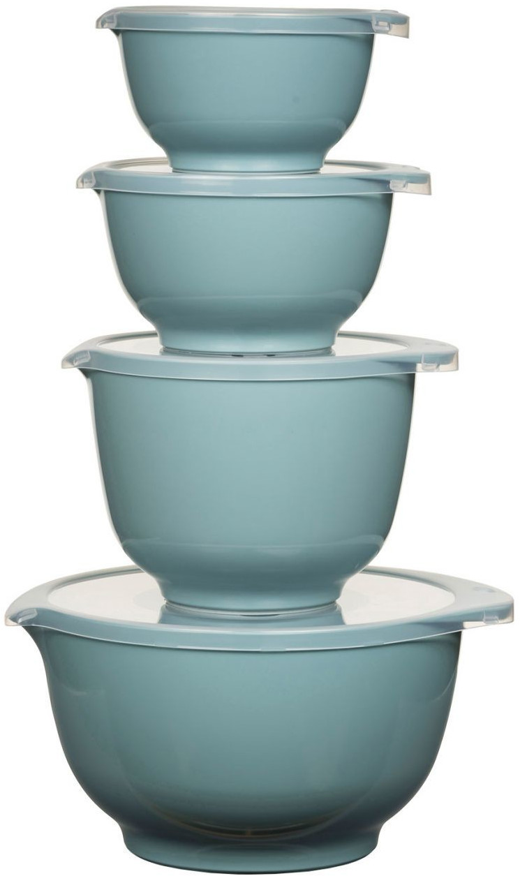Rosti Mepal Margrethe mixing bowl with lid (0.5, 0.75, 1.5, 3 l) set of 8 pieces, moss blue green
